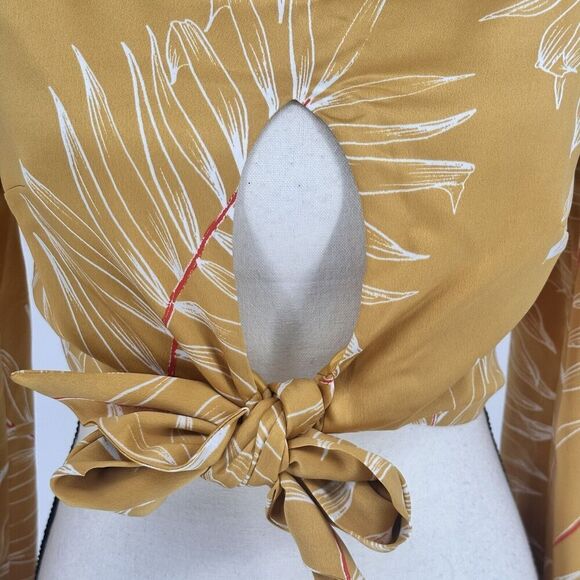 Camila Coelho Revolve Marcia Top Size Xsmall Long Sleeve Blouse Yellow $148 - Picture 5 of 13